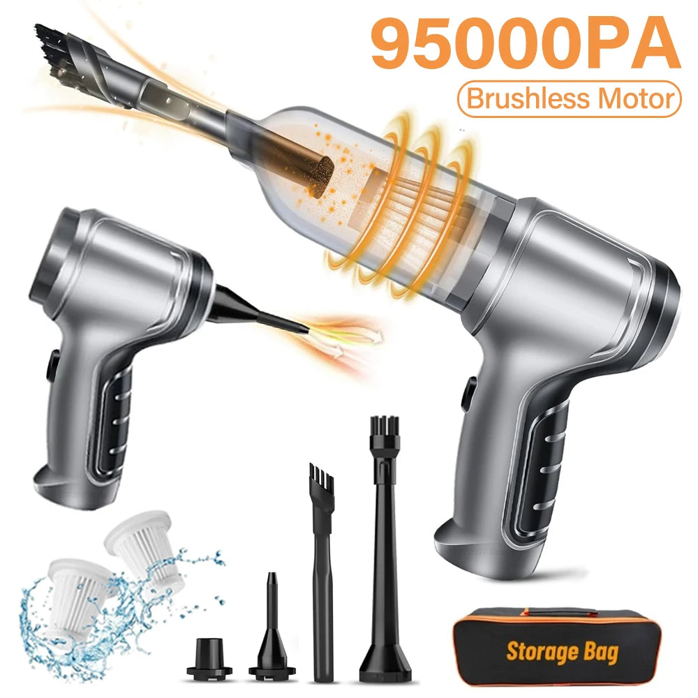 Aspirapolvere per Auto 95000PA – Senza Fili 2 in 1 con Ventilatore