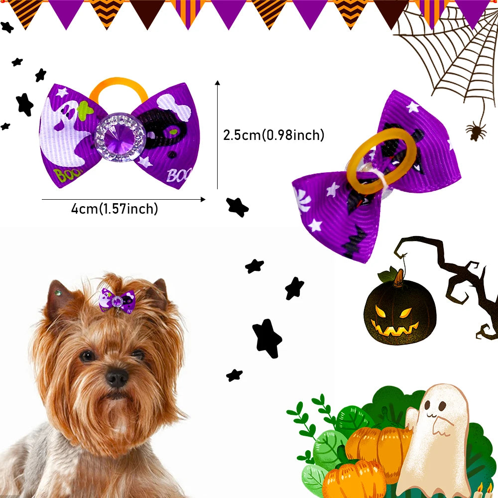 Archi Decorativi per Cani con Elastici – Set 10/20/30 Pezzi per Feste e Halloween