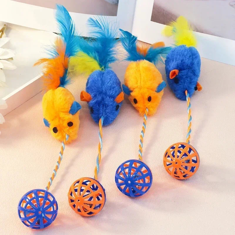 Giocattolo Topo con Corda e Campanella per Gatti – Stimola l'Istinto di Caccia