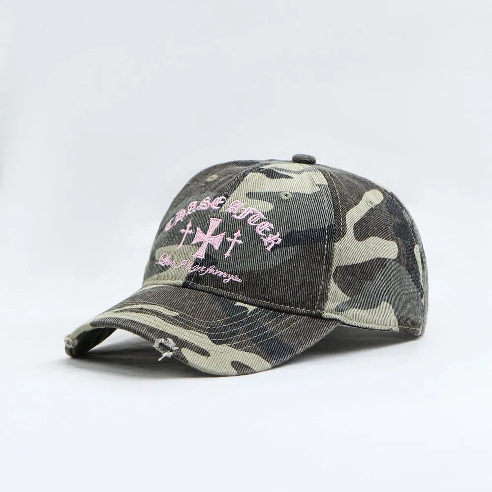 Berretto Baseball Mimetico Retrò con Punto Croce – Unisex