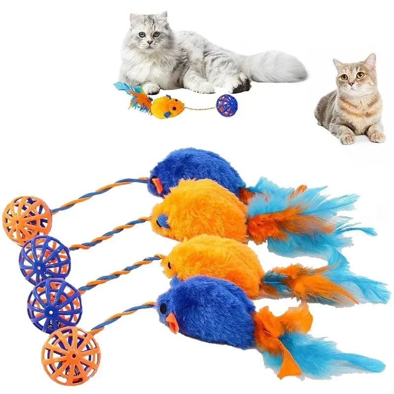 Giocattolo Topo con Corda e Campanella per Gatti – Stimola l'Istinto di Caccia