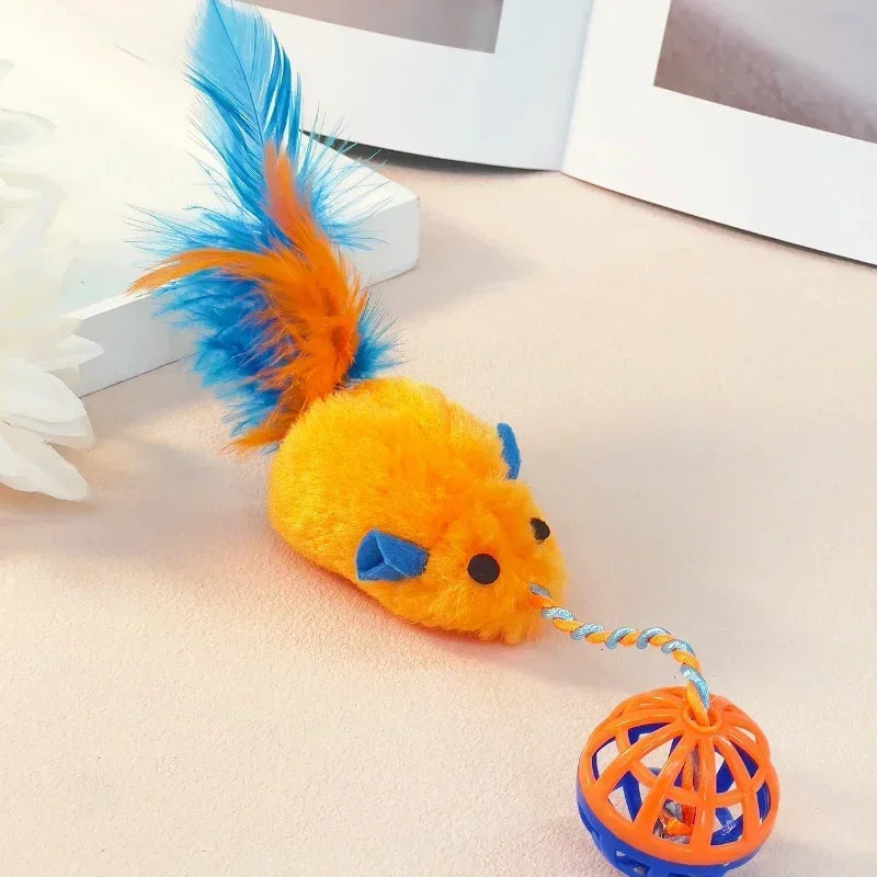 Giocattolo Topo con Corda e Campanella per Gatti – Stimola l'Istinto di Caccia