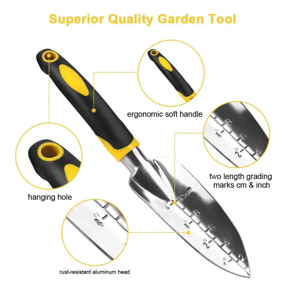 Set 3 in 1 da Giardino – Cazzuola, Rastrello e Coltivatore con Manico Ergonomico